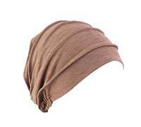 Pluto & Fox Gorra Beanie De Tela Algodón Turbante para Cabeza con Cinta De Goma por Detrás De Mujer para Dormir Cáncer Quimioterapia Chemo Oncológico Noche Pèrdida de Pelo Cabello (Caffé)