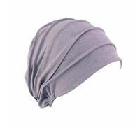 Pluto & Fox Gorra Beanie De Tela Algodón Turbante para Cabeza De Mujer para Dormir Cáncer Quimioterapia Chemo Oncológico Noche Pèrdida de Pelo Cabello (Gris, 1)