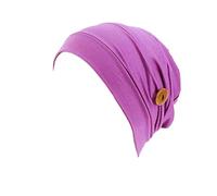 Pluto & Fox Gorra De Tela Algodón Color Liso con Botones Laterar Se Cuerga Cortones De Mascarillas Turbante para Cabeza para Mujer (Morado)