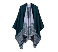 Pluto & Fox Mantón Poncho De Puntos Con Diseño MÁNDALA Bufanda Grande Estolas De Moda Para Mujer (Verde)