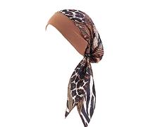 Pluto & Fox Turbante Gorra Pañuelo para Cabeza Diseño Retro para Mujer Cáncer Quimioterapia Chemo Oncológico Noche Pèrdida de Pelo Cabello(Color caffé con Dibujo)