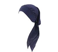Pluto & Fox Turbante Gorra Pañuelo para Cabeza Diseño Retro para Mujer Cáncer Quimioterapia Chemo Oncológico Noche Pèrdida de Pelo Cabello(Azul Marino)