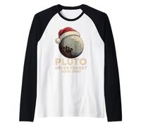 Pluto Never Forget Retro Geek Xmas Classic Astronomía Humor Camiseta Manga Raglan