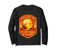 Pluto Retro Astronomy Fun Planet Gazer para hombre Manga Larga