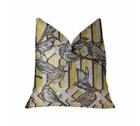 Plutus Song Bird Gardens - Almohada de lujo, color amarillo, beige y gris, doble cara, 24.0 x 24.0 in