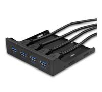 Pluuttiem Panel Frontal USB 3.0 de 4 Puertos, Adaptador de Soporte Interno para Panel Frontal de Disquete USB 3.0 de 3,5 Pulgadas para Bahía de Disquete de 3,5 Pulgadas de Escritorio