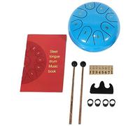 Pluuttiem Tambor de lengua con 8 notas, 15,2 cm, para chakras, de acero, bolsa de viaje acolchada y mazos, color azul