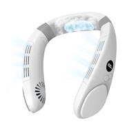 PluvoFan Ventilador de cuello de 6000 mAh con placa de enfriamiento, compresa fría, sin aspas, portátil, silencioso, aire acondicionado, recargable, esencial para vacaciones, para mujeres y hombres