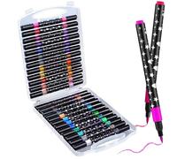 Pluvyze Rotuladores Purpurina 48 Colores 24 PCS Brillantes Rotuladores Mágicos Metalizados para Lettering Pintar Mandalas Scrapbooking Manualidades Niños