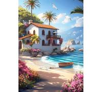 plversi Juego de pintura de diamantes 5D para casa hermosa, flores y palmeras, paisaje de playa, kit de arte de diamantes, punto de cruz para decoración del hogar principiante