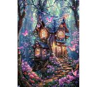 plversi Juego de pintura de diamantes de cuento de hadas 5D, kit de arte de diamantes de flores y mariposas para adultos, principiantes, decoración del hogar