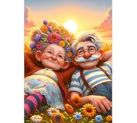 plversi Kit de pintura de diamantes 5D Lovers para amantes de la puesta de sol, kit de arte completo de diamantes, pintura de punto de cruz para adultos, principiantes, decoración del hogar