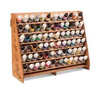 Plydolex Organizador de pintura de madera - Estante para botellas de pintura de 72 ranuras de madera contrachapada para botellas de pintura Vallejo, compatible con D&D, Warhammer 40K y otras figuras