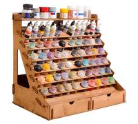 Plydolex Organizador de pintura de madera para 74 botellas de pinturas y 14 pinceles de pintura, organizador de pintura con 2 gabinetes para herramientas de arte y 6 soportes en miniatura