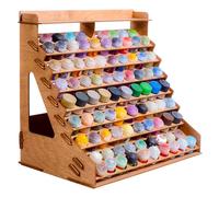 Plydolex Organizador de pintura de madera para 87 botellas de pintura y 14 pinceles, soporte para pinceles con 6 soportes en miniatura y estante superior, práctico estante de pintura para juego de
