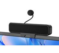 Plyee Audio Altavoces USB para Computadora con Micrófono Desmontable, Altavoz de Escritorio Plug and Play con Clip paa Monitor, Sonido Estéreo y Graves, Adecuado para PC, PS5, Switch 2 y Laptop