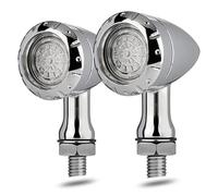 Plyft 2 para piezas Universal motocicleta LED Bullet Turn para indicadores de luz señal lámpara luces intermitentes para Chopper Bobber para Harley para Cruiser(Prata)