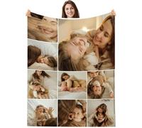 PLYIHE Manta Personalizada para mamá Mujer Abuela,Día de la Madre Franela Mantas,Manta Personalizada con Foto,Manta sofá y Cama,Regalo Original de Día de la Madre cumpleaños,papá,Regalo para Parejas