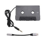 Plyisty Adaptador De Casete para Coche A AUX, Salida Estéreo De 4 Canales, Convertidor Adaptador Auxiliar para Casete con Cable Auxiliar Tipo C De 3,5 Mm, para Teléfonos Y MP3
