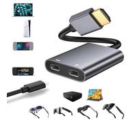 Plyisty Adaptador HDMI a USB C para XREAL One, Air 2 Pro/Pro/RayNeo Air 2s/ XR, PD 100W 4K@60Hz AR Adaptador de Gafas para Steam Deck ROG Ally Switch 2