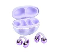 Plyisty Auriculares Bluetooth de Oído Abierto, Auriculares Inalámbricos con Clip, de Conducción de Aire Bluetooth 6.0 con Resistencia Al Agua IPX7, Estuche de Carga de (Purple)