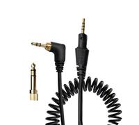Plyisty Cable de Audio en Espiral para Pionero DJ HDJ-CUE1 HDJ-CUE1BT HDJ-X5 HDJ-X7 HDJ-S7 Auriculares, Cable de Extensión de ángulo Recto de 90 Grados, con Adaptador de 6.35 Mm