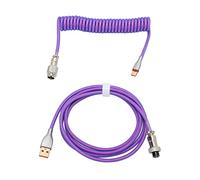 Plyisty Cable en Espiral del Teclado, USB C Al Cable Mecánico del Teclado del USB A, con el Aviador Desmontable del Metal, Cable de Nylon de la Doble-Manga (Purple)