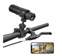 Plyisty Cámara de Casco de Motocicleta WiFi 4K, Leva del Tablero de Motocicletas con 140 ° Gran Angular, Faro LED Recargable, con Accesorios de Soporte de Montaje (Black)