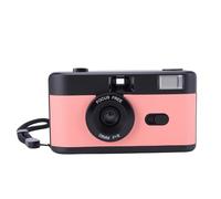 Plyisty Cámara de Película Reutilizable de 35 Mm con Flash y Película en Color, Apuntar y Disparar Retro, Lente de 28 Mm de Ancho, Enfoque, Cámara de Estilo Vintage para Fotografía (Negro Rosado)