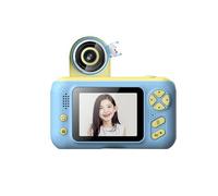 Plyisty Cámara Digital con Giro de 180°, Cámara Digital con Lente Giratoria de 2,4 Pulgadas con Vídeo 720P, 9 Resoluciones de Imagen para Niños, Viaje Plegable Portátil con Soporte de (Blue)