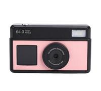 Plyisty Cámara Digital de 64 MP, Grabación de Vídeo 4K, Zoom de 18x, Cámara Selfie Retro con Enfoque Automático con Pantalla Principal de 2,8 Pulgadas y Pantalla Frontal de 1,46 (Negro Rosa)