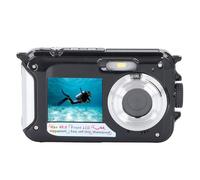 Plyisty Cámara Subacuática 2.7K 48MP, Cámara Impermeable de 10 Pies con Pantalla Trasera de 2.8 Pulgadas y Pantalla Frontal de 1.8 Pulgadas, Detección Inteligente de Rostros, Zoom