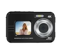 Plyisty Cámara Subacuática 4K, Cámara Digital Impermeable de Pantalla Dual con Enfoque Automático de 48MP con Tarjeta de 32GB para Bucear, Nadar y Bucear (Black)