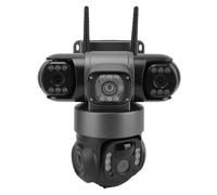 Plyisty Cámaras de Seguridad Solares de Triple Lente Inalámbricas para Exteriores, Cámara WiFi V380 Pro de 2 MP, Detección de Movimiento AI, Visión Nocturna en Color IP66 con Batería de