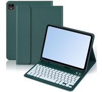 Plyisty Caso de Protección con Teclado para Pro 11 M4 2024, 7 Colores Retroiluminado Teclado Desmontable Magnético Inalámbrico con Soporte de Lápiz (Green)