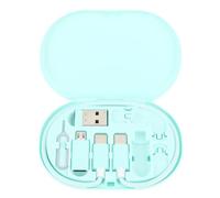 Plyisty Kit de Adaptador de Carga Multi USB para Viajes, Cable de Carga Rápida de 60 W Tipo C y Transferencia de Datos, con 2 Adaptadores USB, Estuche Almacenamiento, Pin Tarjeta SIM (Cian)