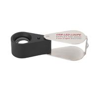 Plyisty Lupa de Lupa 10x Plateado Portátil Recargable 4 Modos de Luz K9 Plegable de Vidrio para Examen de Tela Material de Acero Inoxidable