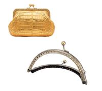 Plyisty Marco de Monedero de Metal de 10,5 Cm, Broche de Bloqueo en Forma de Medio Redondo para Costura de Bolsos, Marco de Monedero Retro para Embrague DIY