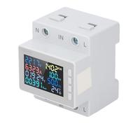 Plyisty Medidor de Electricidad de una Sola Fase Color LCD Voltímetro de Visualización Amperímetro con Seguridad de Salida de Energía para Gestión de Energía Material ABS