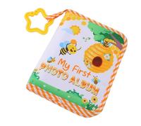 Plyisty Mi Primer álbum de Fotos, Libro de Fotos de bebé de Tela Suave con Espejo Seguro, Capacidad para 17, Recuerdo con Patrón de Abeja Amarilla para Recién Nacido