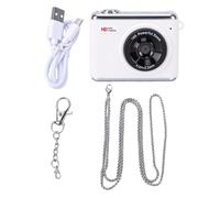 Plyisty Mini Cámara de Llavero, Cámara de Collar Portátil con Zoom de 16x y Vídeo de 64 MP, 2,5 K, con Pantalla de 1,4 Pulgadas y Soporte de Almacenamiento de 128 GB, para Grabación en (White)