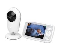 Plyisty Monitor de bebé, 4 Pulgadas de Pantalla de Vídeo bebé Monitor con Cámara y Audio, Soporte de Visión Nocturna, No WiFi, 2 Vías de Audio, Lullabies, Temperatura (Enchufe Europeo