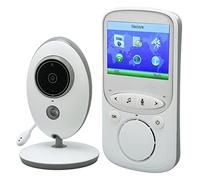 Plyisty Monitor de bebé de 2.4 Pulgadas con Pantalla LCD HD y Visión Nocturna, Intercomunicador de Audio de Dos Vías Inalámbrico para la Sala de Guardería del bebé (Enchufe de la UE)