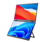 Plyisty Monitor Portátil Dual Plegable de 15,6" para Ordenador Portátil, Extensor de Pantalla Triple FHD de 1080p, USB-C/Mini HDMI, Estación de Trabajo Multidispositivo