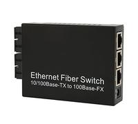 Plyisty Monomodo de Fibra Dual, Convertidor de Medios de Fibra Portátil Compacto, Ethernet de 100 Mbps, Ethernet CAT5E CAT6 de 10 M 100 MMbps, Puerto SC, Tx1310nm (Enchufe de la UE)