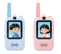 Plyisty Paquete de 2 Video Walkie Talkies para Niños Intercomunicador de Radio Bidireccional Recargable de Largo Alcance con Cámaras Duales Cambiador de Voz para Interiores y Exteriores