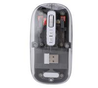 Plyisty Ratón Inalámbrico Bluetooth Transparente, Ratón Portátil Silencioso Recargable con Luces RGB, 6 Botones, 1600 dpi, para Bibliotecas y Oficinas (Gray)