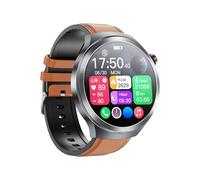 Plyisty Reloj Inteligente para Hombres y Mujeres, Pantalla Grande de 1,73 Pulgadas con Resolución de 466x466, Monitor de Frecuencia Cardíaca, Resistente Al Agua IP68, Pago NFC, (Correa de Cuero