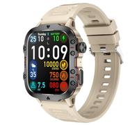 Plyisty Reloj Inteligente para Mujeres y Hombres, Reloj Inteligente Bluetooth de 1,96 Pulgadas con Pantalla Táctil Rastreador de Actividad Física a Prueba de Agua Responder/Hacer (Beige)