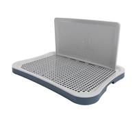 Plyisty Rinconera de Entrenamiento para Perros con Columna, Bandeja (Azul | Orinal de entrenamiento de malla para mascotas con soporte para almohadilla para orinar para cachorros, bandeja de baño